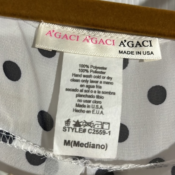 A’gaci Black and White Polka Dot Blouse - Picture 2 of 4